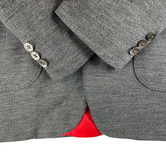 Holland & Sherry Blazer Mens Size 42R Gray Two-Button Merino Wool Red Lining - Picture 4 of 10
